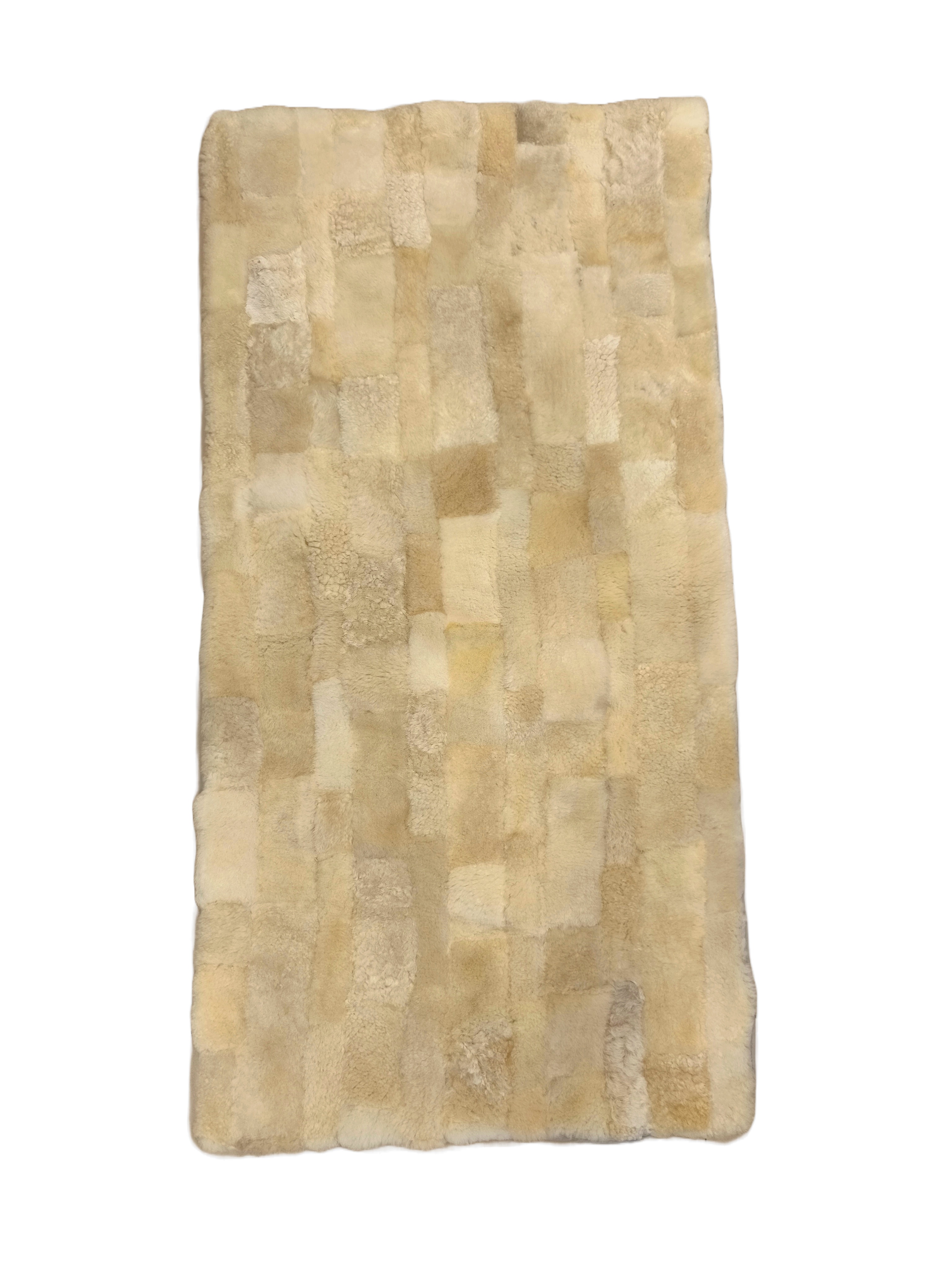 Auflage - Decke -Lammfell - Patchwork - 120 x 60 cm - Beige - Leibersperger Lammfell