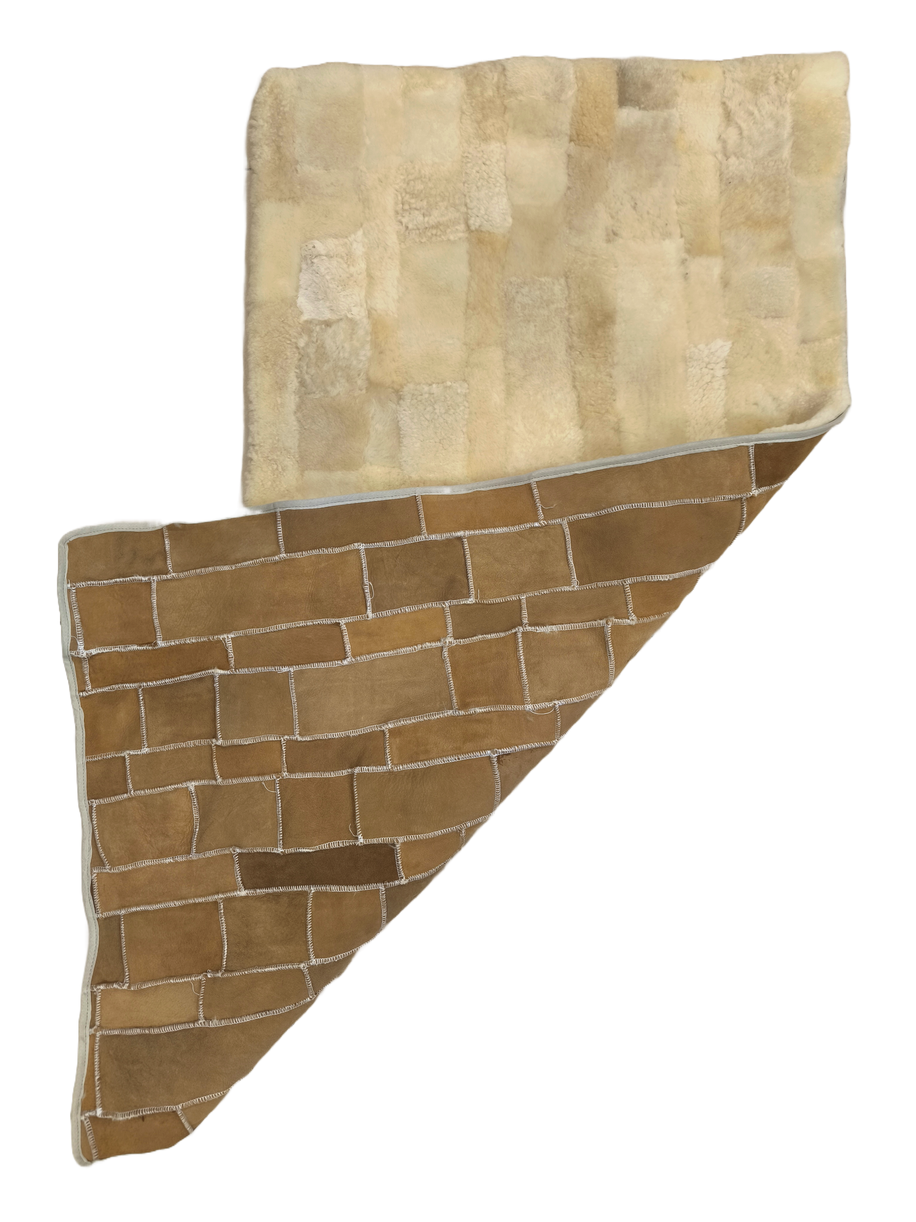 Auflage - Decke -Lammfell - Patchwork - 120 x 60 cm - Beige - Leibersperger Lammfell
