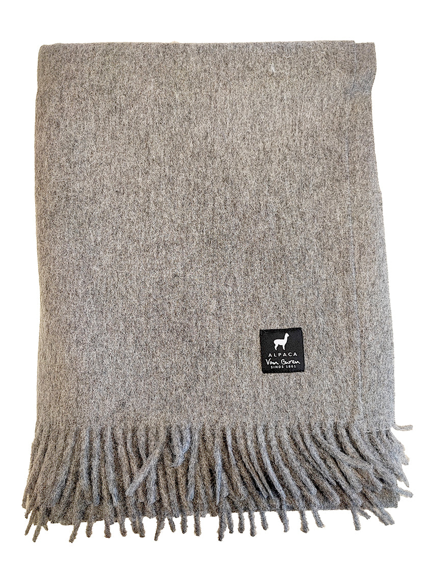 Wolldecke - Alpakadecke - Plaid - 200 x 150 cm - hellgrau - Leibersperger Lammfell