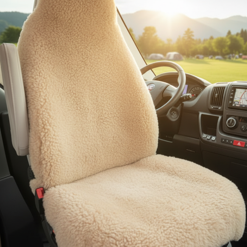 Autositz-Auflage - Wohnmobil - Hochlehner - Naturform - kurzwollig - Leibersperger Lammfell
