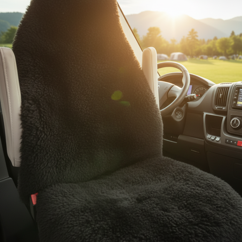 Autositz-Auflage - Wohnmobil - Hochlehner - Naturform - kurzwollig - Leibersperger Lammfell