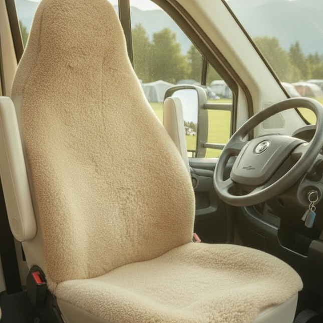Autositz-Auflage - Wohnmobil - Hochlehner - Naturform - kurzwollig - Leibersperger Lammfell