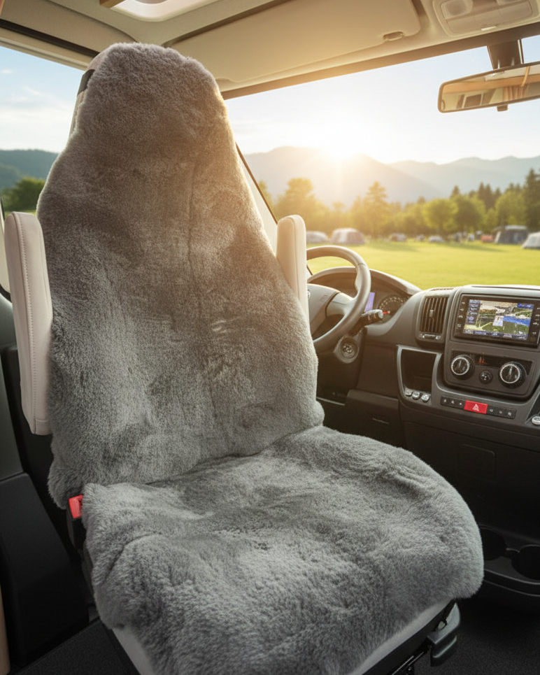 Autositz-Auflage - Wohnmobil - Hochlehner - Naturform - kurzwollig - Leibersperger Lammfell