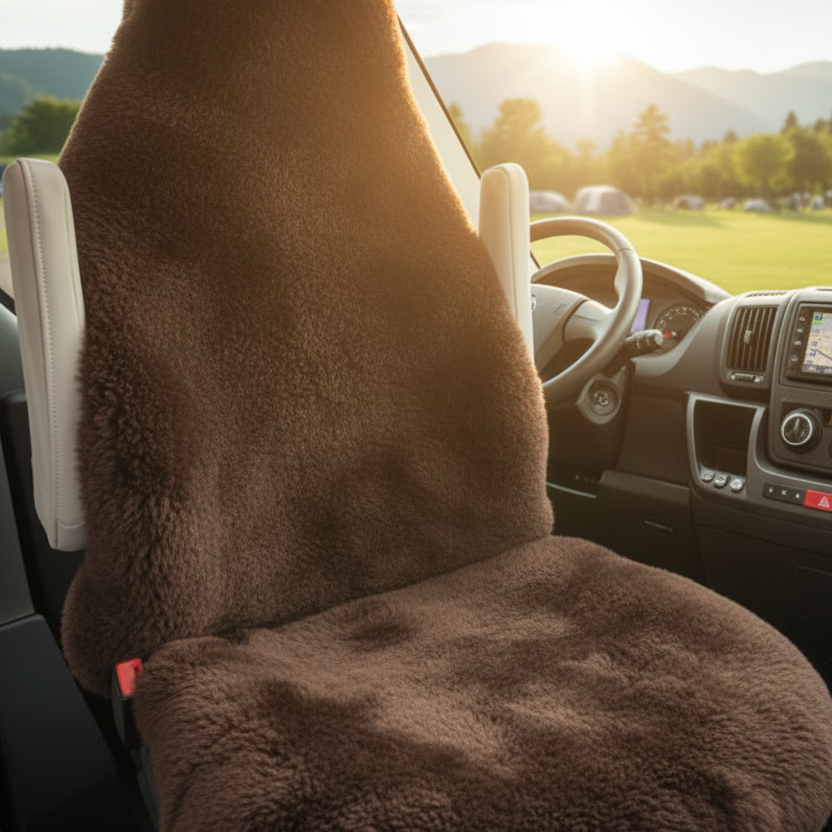 Autositz-Auflage - Wohnmobil - Hochlehner - Naturform - kurzwollig - Leibersperger Lammfell