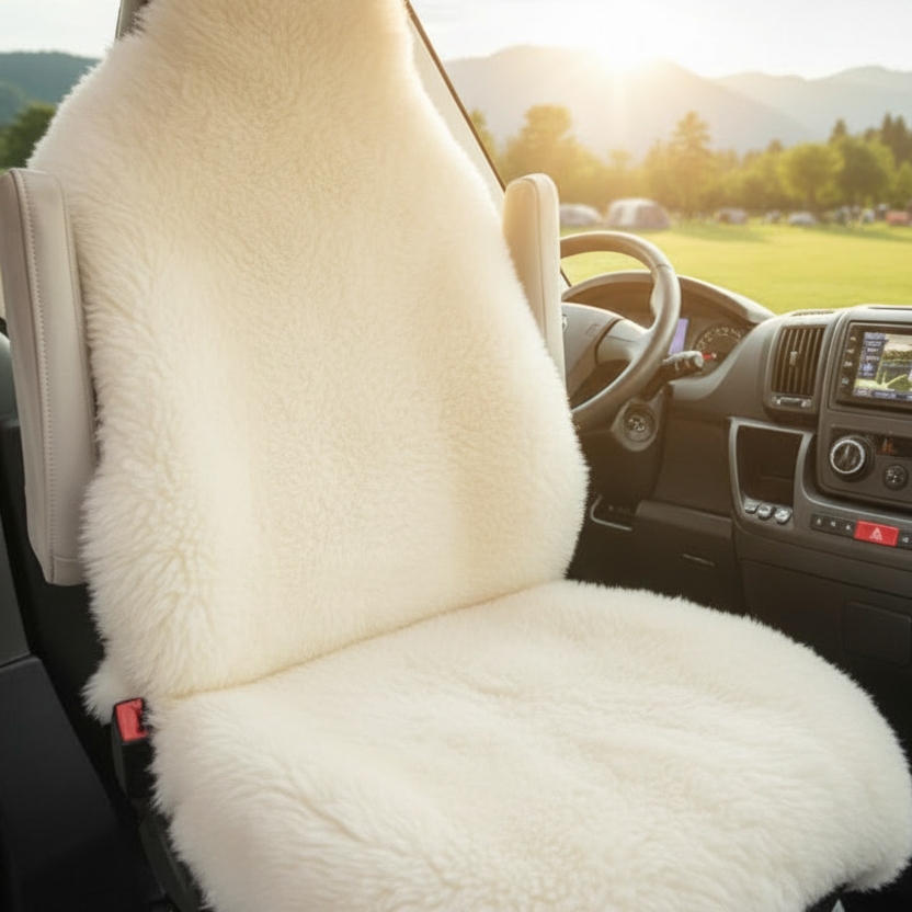 Autositz-Auflage - Wohnmobil - Hochlehner - Naturform - kurzwollig - Leibersperger Lammfell