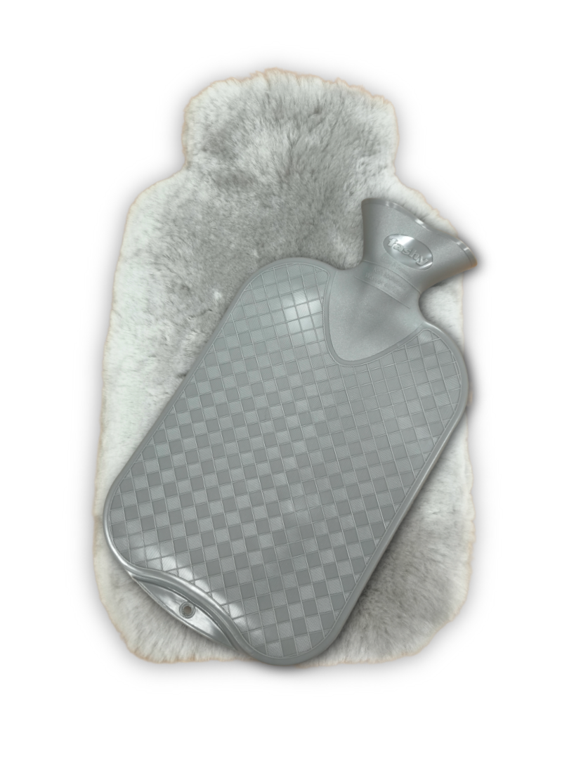Bezug für Bettflasche / Wärmflasche / Grau - Leibersperger Lammfell
