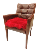 Lammfell-Kissen - Sitzkissen - quadratisch - 40 cm - rot - Leibersperger Lammfell Shop