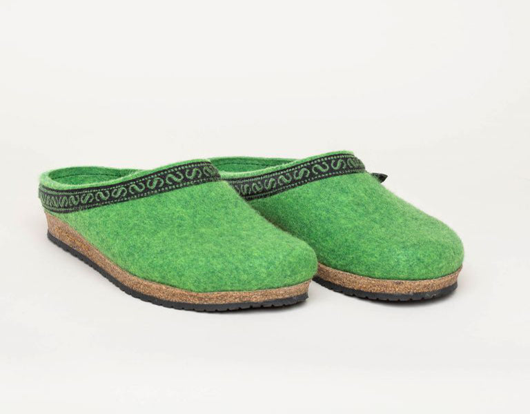 Filzschuhe - Clogs - Hausschuhe - Grün - Leibersperger Lammfell