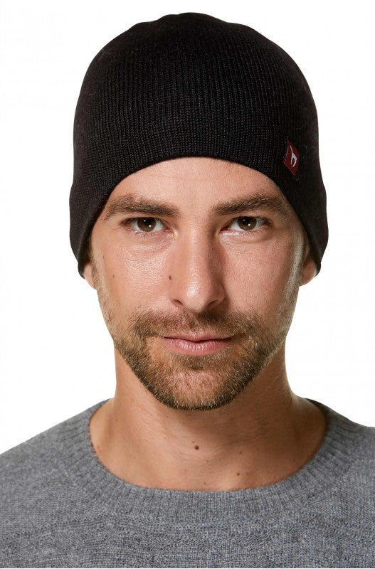 Beanie - Wendemütze aus Baby Alpaka - unisex - schwarz/grau - Leibersperger Lammfell Shop