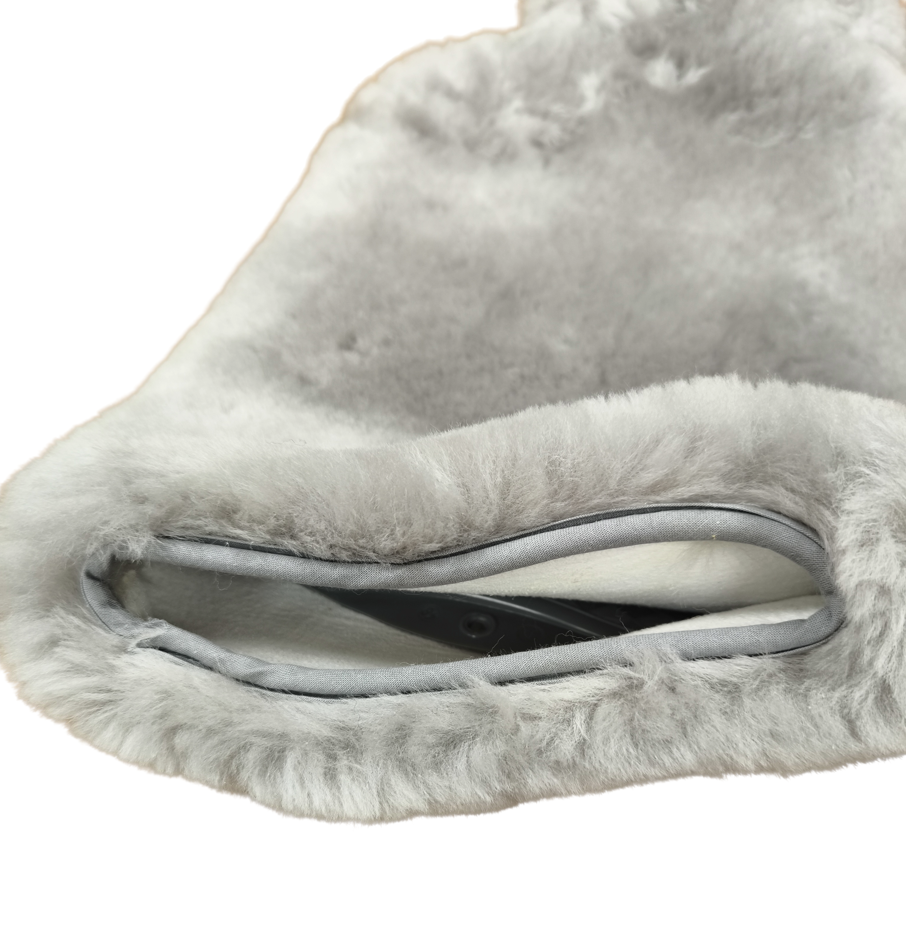 Bezug für Bettflasche / Wärmflasche / Grau - Leibersperger Lammfell