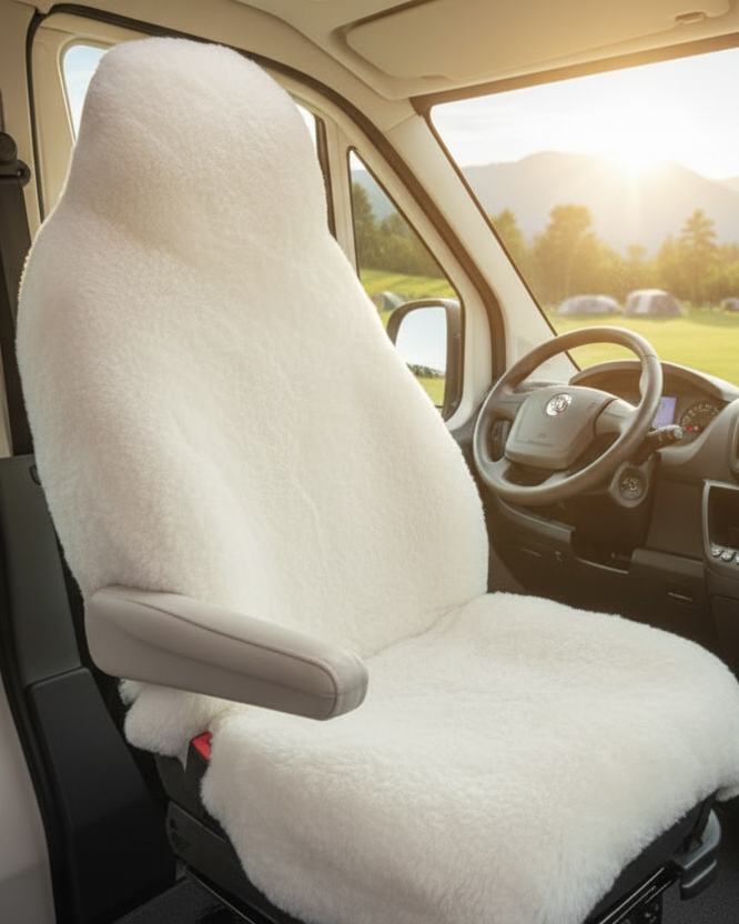 Autositz-Auflage - Wohnmobil - Hochlehner - Naturform - kurzwollig