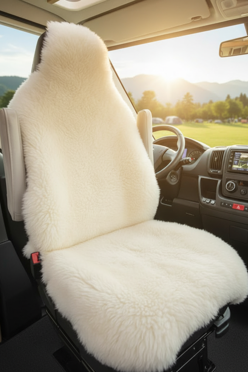 Autositz-Auflage - Wohnmobil - Hochlehner - Naturform - kurzwollig