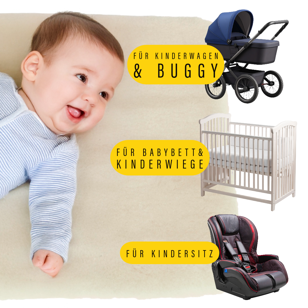 Lammfell - medizinisch - Babyfell - Kinderwagen - Kindersitz Weiß - Leibersperger Lammfell