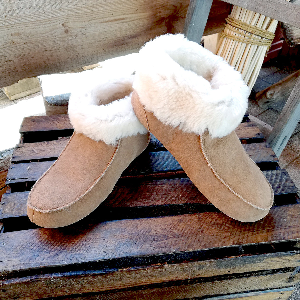 Fellhof Lammfell Hausschuhe Slipper Hausschuhe Hüttenschuhe